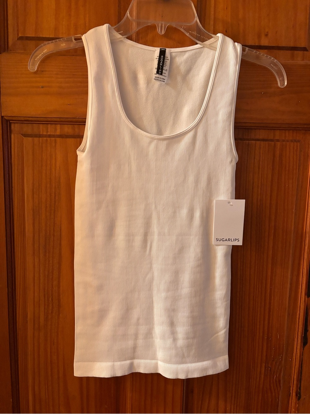 Sugarlips White Ribbed Scoop Neck Tank